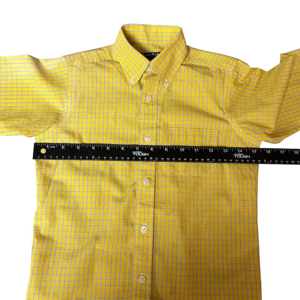 Brooks Brothers Fleece Boys Yellow Plaid Non-Iron Cotton Button Down Shirt Small - Picture 4 of 6
